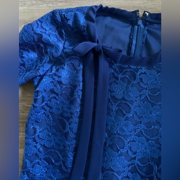 Handmade blue dress with lace bodice and matching belt - Picture 4 of 7